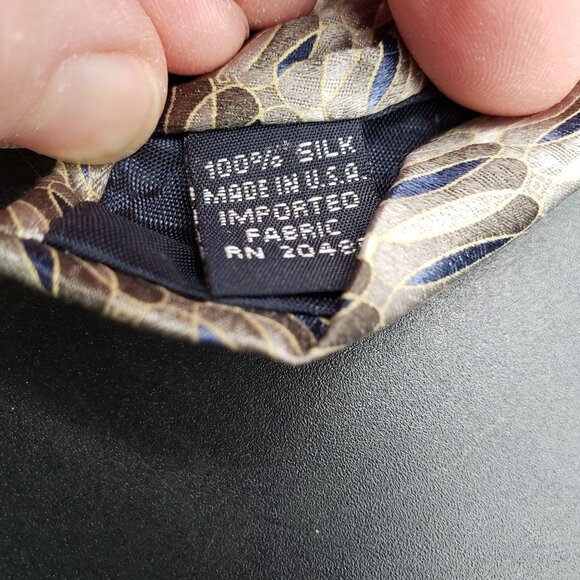 Stafford Executive Silk Tie Gray Blue Geometric USA Made 60" x 4" Mens Necktie - Picture 6 of 7